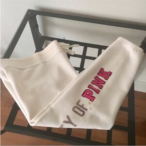 Set of 2 PINK Victoria's Secret White Sweatpants
